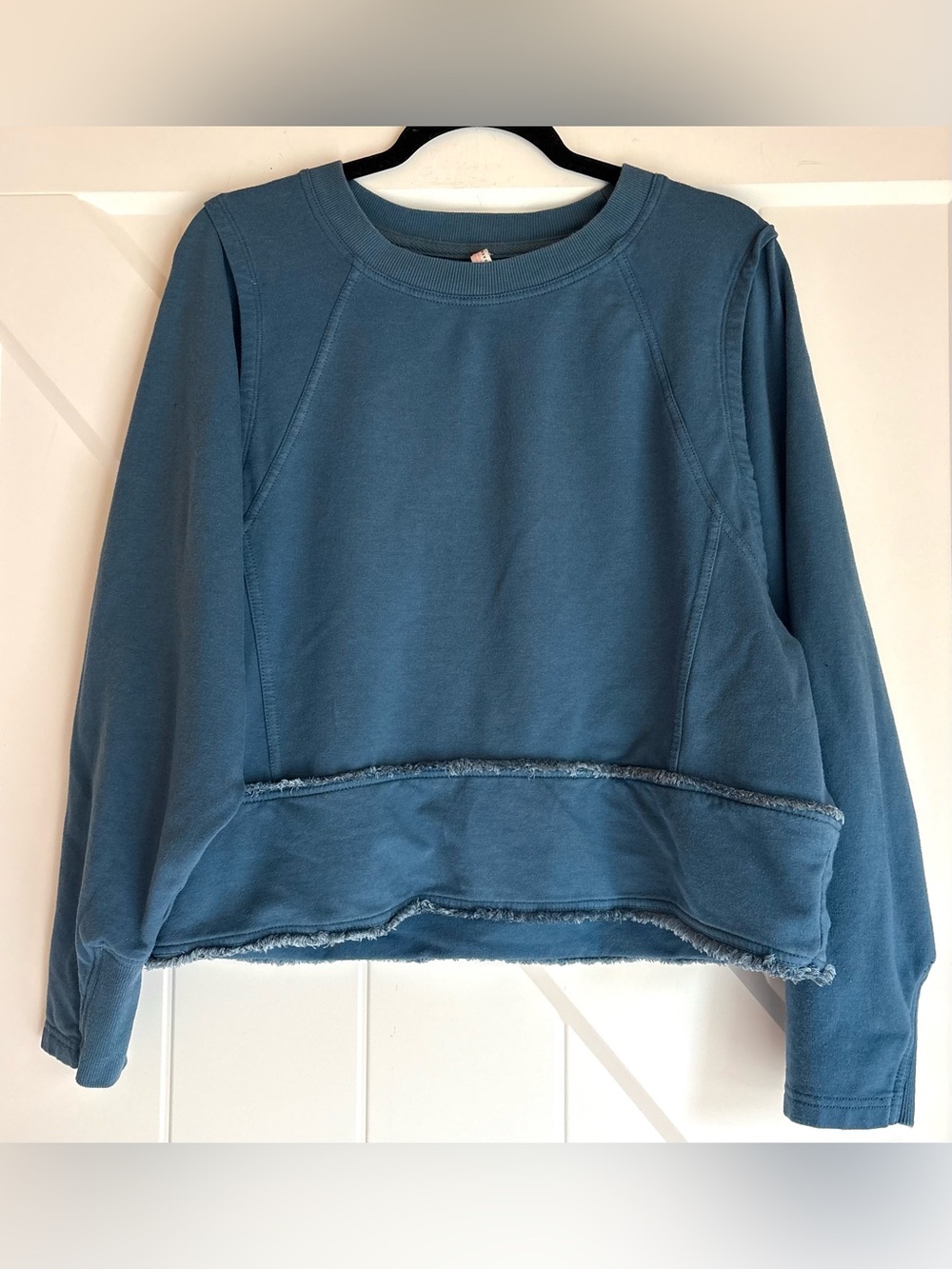 Free People Movement Raw Hem Cropped Sweatshirt Blue M